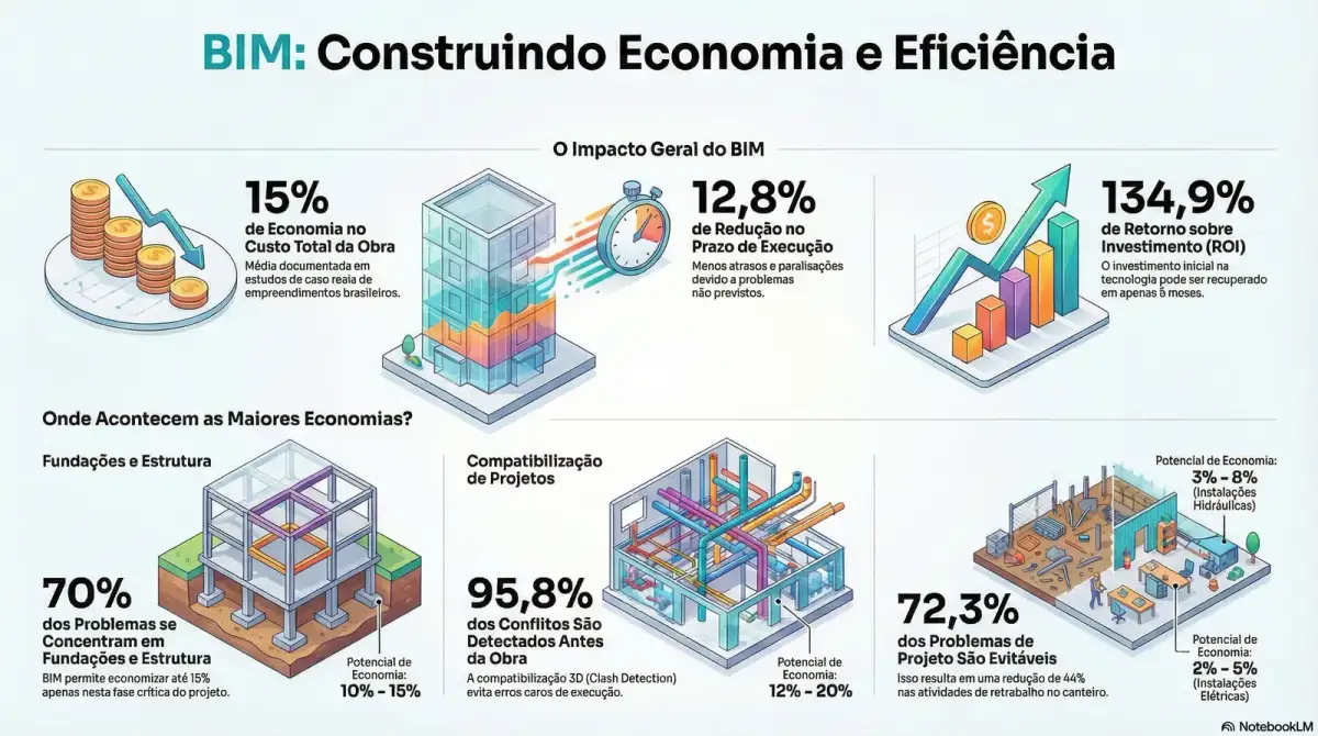 Economia do BIM em Obras: Analise Completa por Etapa e Item